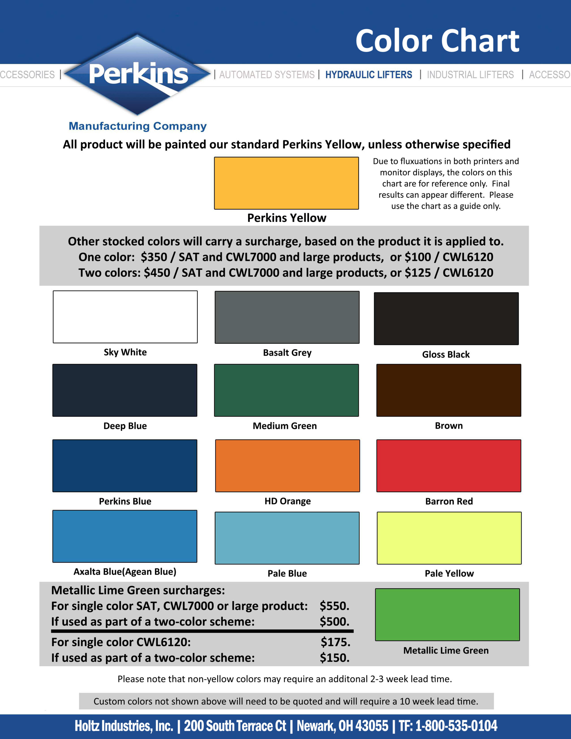 Perkins Color Chart Holtz Industries